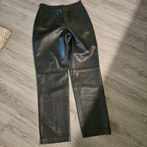Vintage 90s Mix It Women’s Leather Pants Size 8 Black Straight Leg High Waist LN